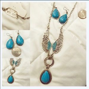 Turquoise necklace earring set